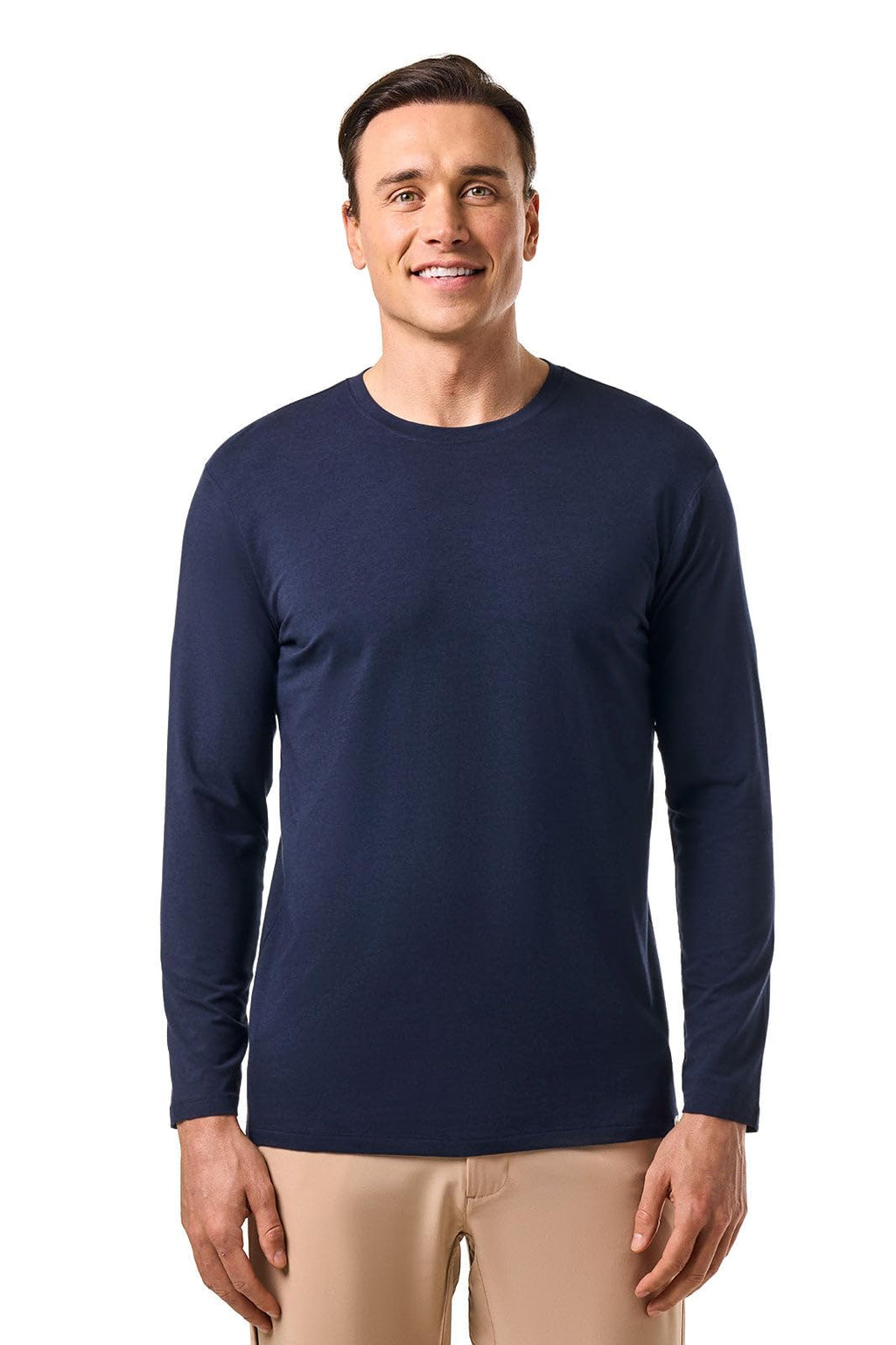 Coolibar UPF 50+ Men's Long Sleeve T-shirt - Sun Protective , Navy , Large