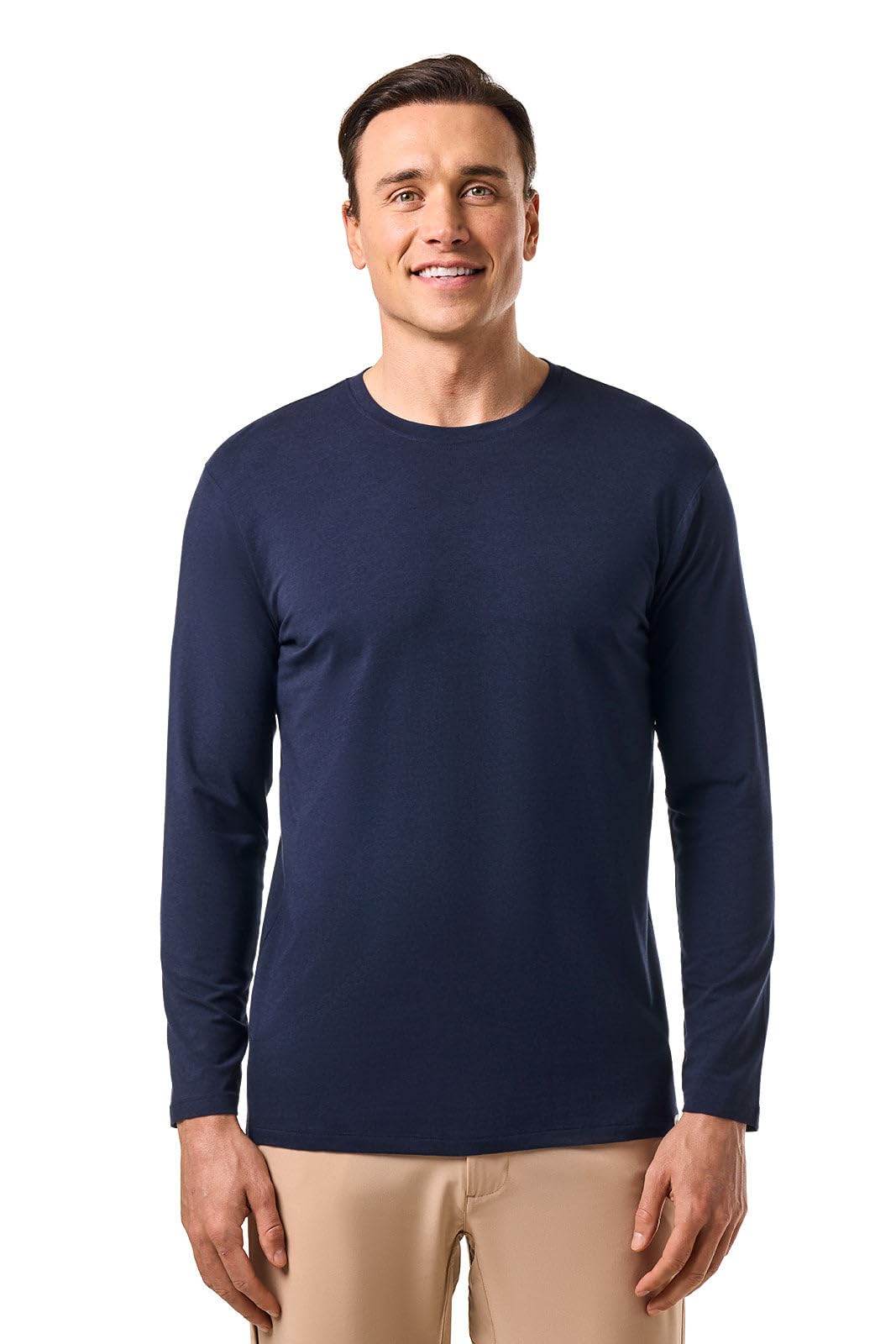 Coolibar UPF 50+ Men's Long Sleeve T-shirt - Sun Protective , Navy , Large