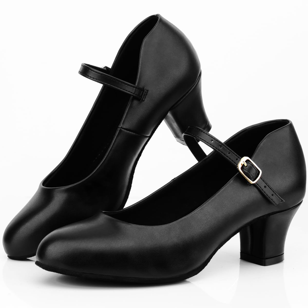 Bokimd Women's Black Non-Slip Latin Salsa Dance Heels Ballroom Character Shoes Prom Dress Pumps （9.5 / Black