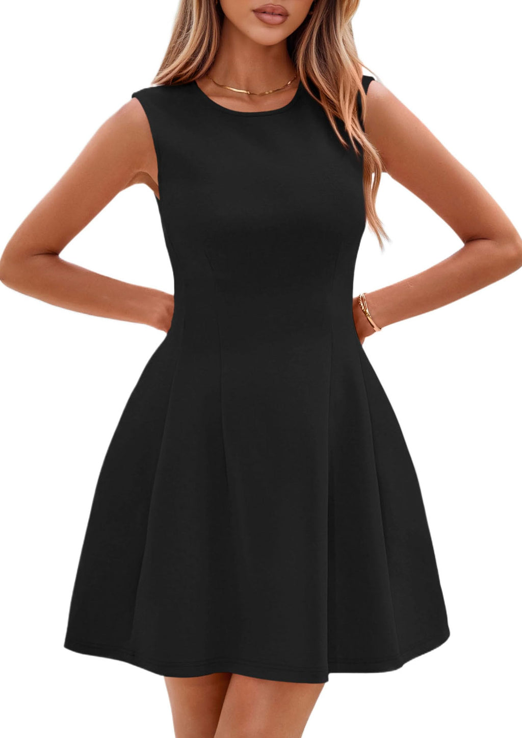 PRETTYGARDEN Summer Dresses for Women 2026 Elegant Classy Spring A Line Business Casual Work Graduation Cocktail Short Dress (Black,Medium)