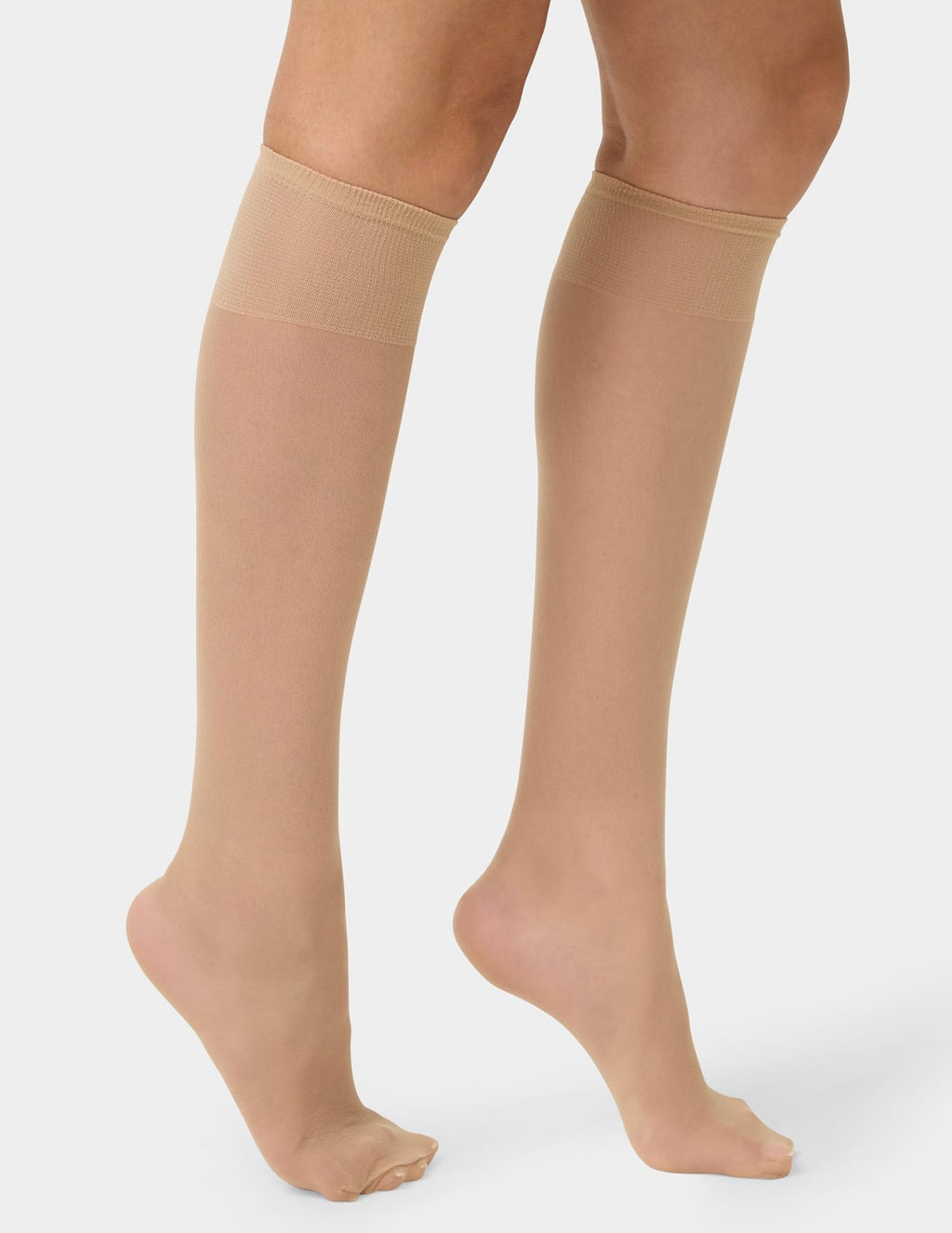 No nonsense Women's Sheer Knee High, Nylons for Women with Comfort Top, Nylon Trouser Stockings, Nude, 10 Pair Pack, Regular