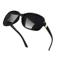 FEISEDY Polarized Sunglasses for Women Classic Vintage Square Wraparound UV400 Protection Shade B0309 Black/Grey