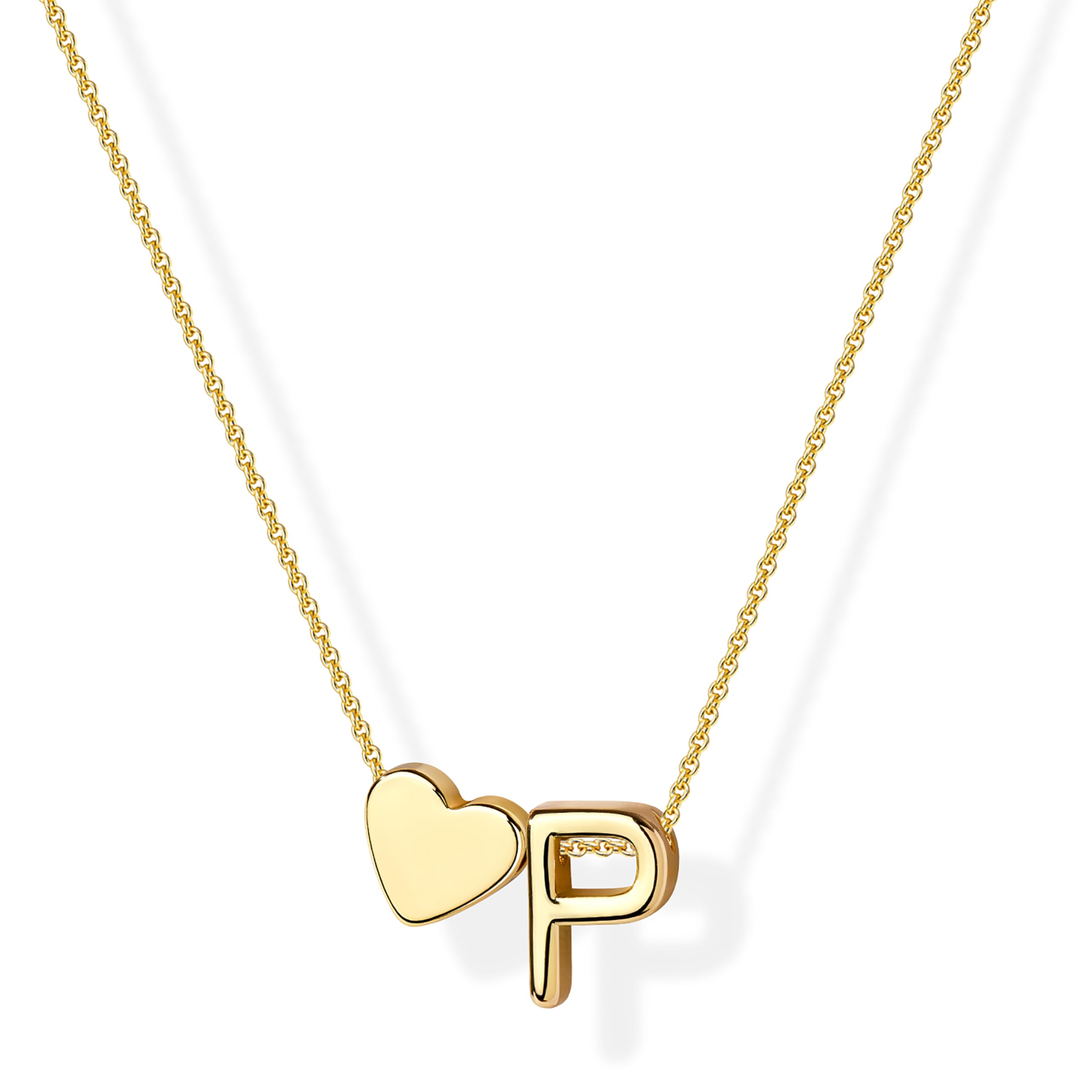 Inerney Gold P Necklace for Girl, Letter P Necklace with Heart Pendant, 14K Gold Plated Initial Jewelry for Women, Dainty Gift for Mom Wife Girlfriend