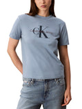 Calvin Klein Women's Monogram Logo Crewneck T-Shirt Faded Denim
