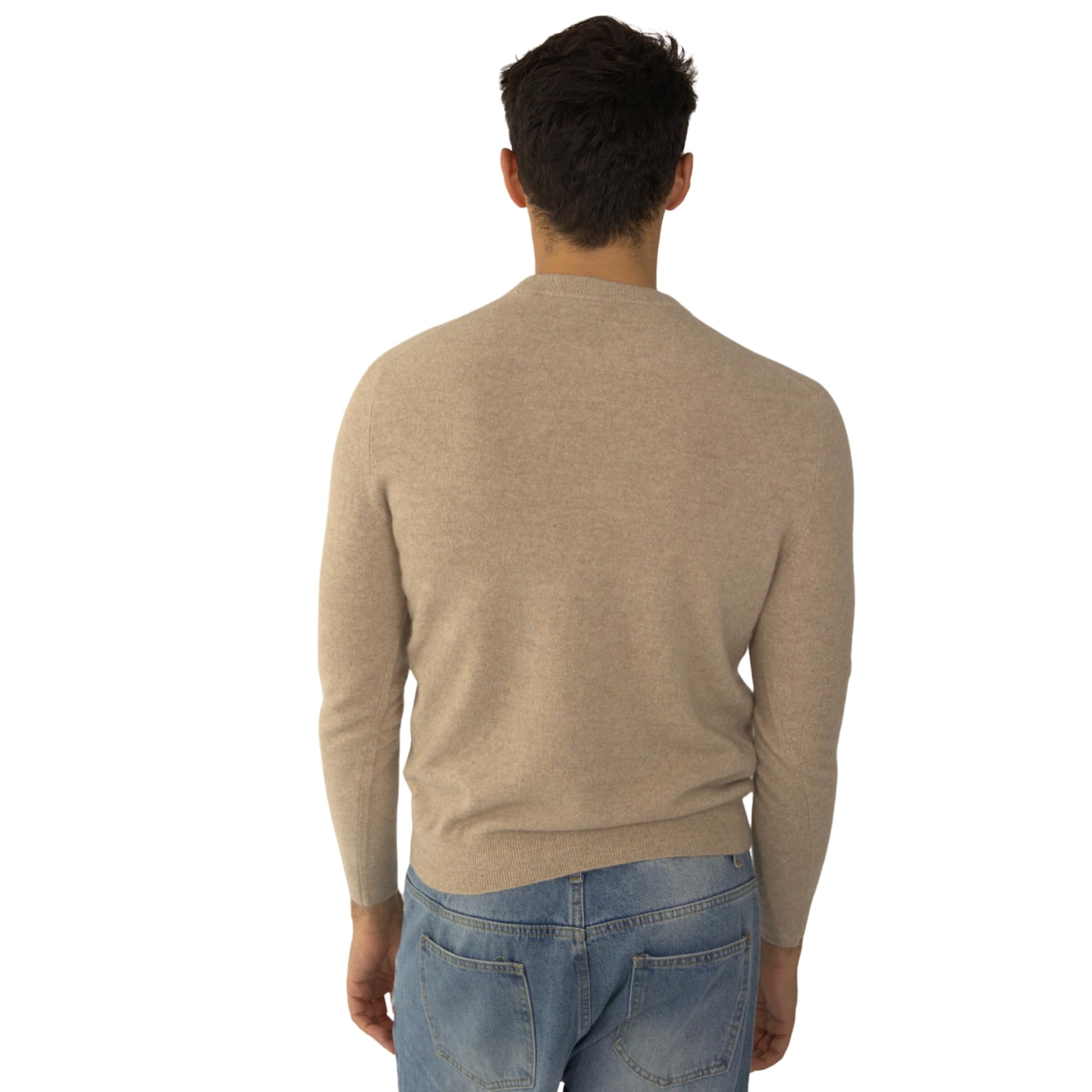 Men’s Daily Cashmere Sweater – 100% Pure Cashmere Crew Neck Pullover, Soft Lightweight Knit (US, Alpha, Medium, Regular, Regular, Camel)