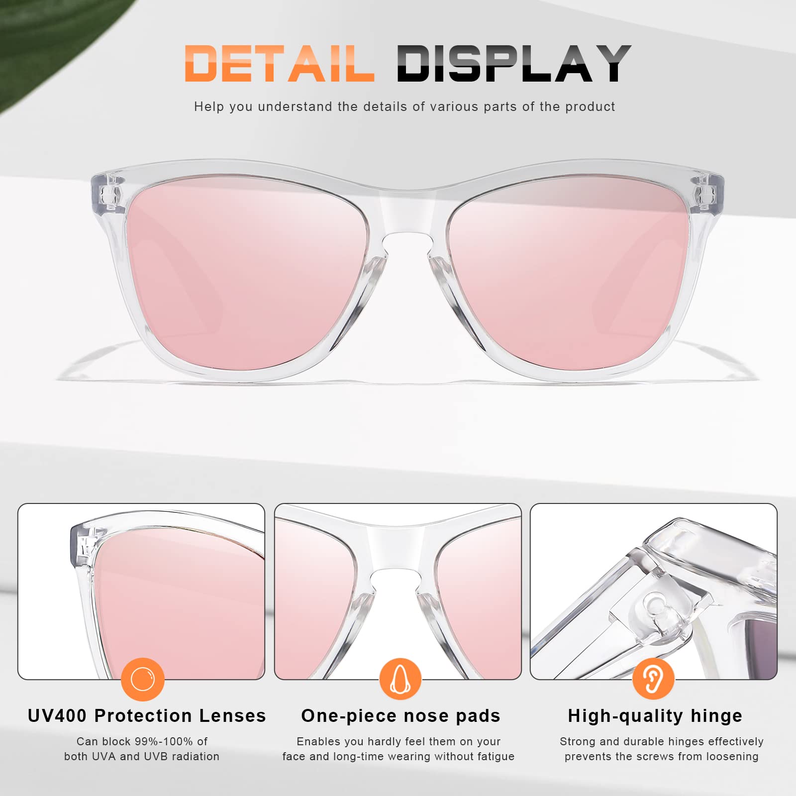 DANAMY Sunglasses Womens Polarized Sunglasses for Women Trendy Designer Mirrored UV Protection Sun Glasses