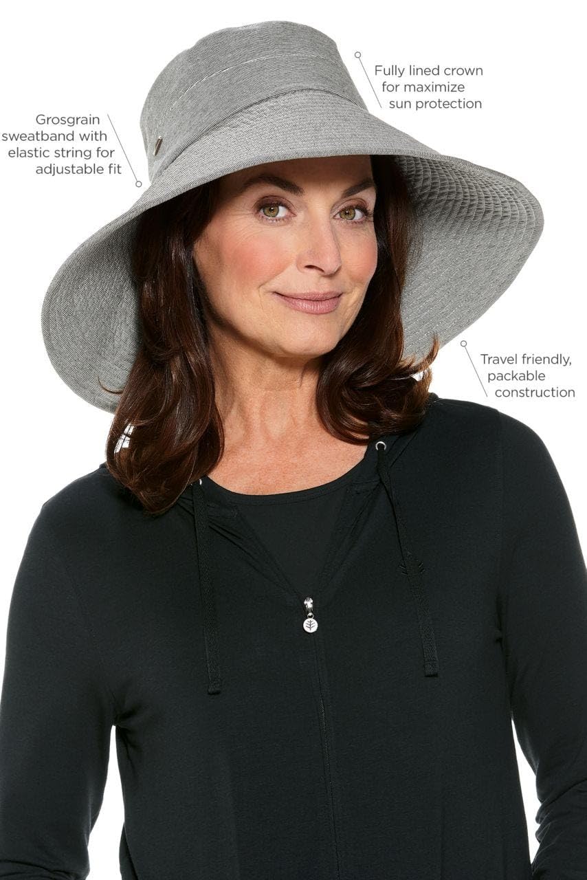 Women's Beach Hat - UPF 50+ Sun Protection - Brittany in Black/White
