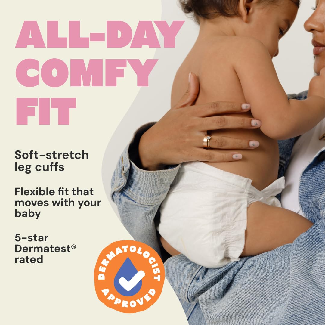 DYPER - Pack of 2 Baby Diapers Size 1 (72 Count) - Leak Proof, Plant Based, Hypoallergenic & Ultra Absorbent Disposable Diaper for Day & Overnight, Skin-Friendly Comfort Size 1 Diapers (8-14 lbs)