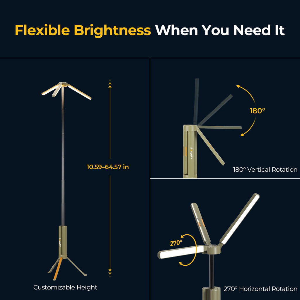 BougeRV Upgraded Telescopic Camping Light, 15600mAh Rotatable Electric Lantern, Collapsible Outdoor Light, Cordless Flashlight, Waterproof, Tent Lamp for Camping, Emergency, Hiking, Outdoor