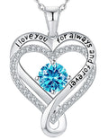 Necklaces for Women S925 Infinity Heart Turquoise Birthstone Jewelry for Women Wife Birthday Gift Ideas Anniversary Romantic Love Jewelry Girlfriend Mom Daughter Granddaughters December