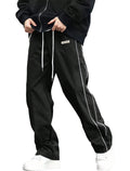 ZAFUL Men's Baggy Track Pants Y2K Streetwear Pants Drawstring Letter Pockets Casual Lounge Trousers (Black,M)