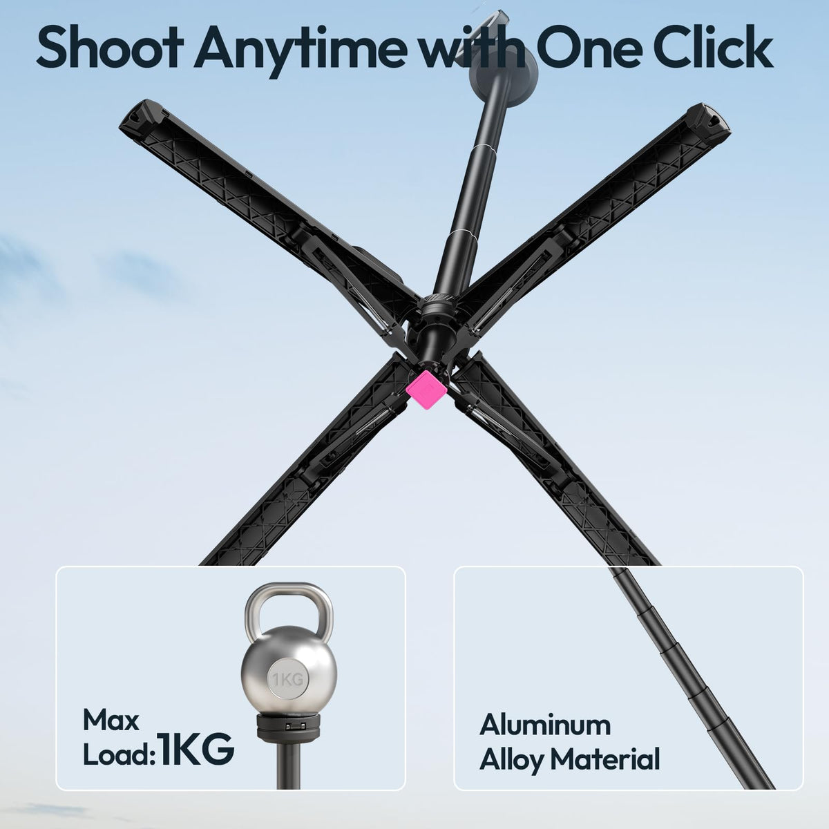 ULANZI MT85 60"Magnetic Phone Tripod for iPhone18Pro Auto Open Selfie Stick
