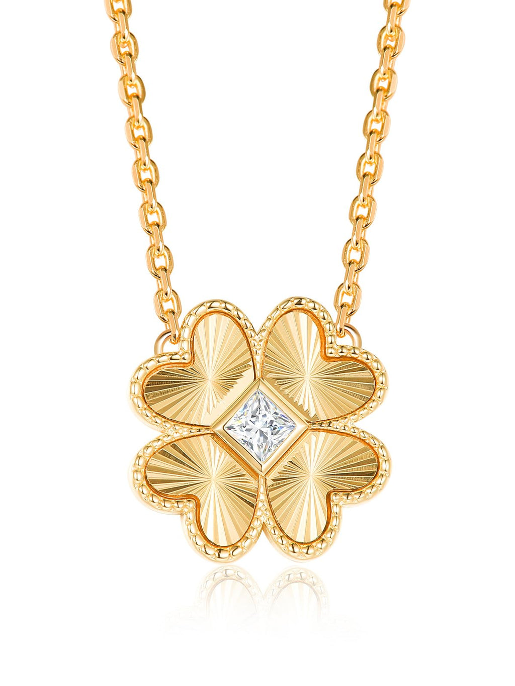 Moissanite Flower Pendant Necklace for Women Sterling Silver Simple Floral Simple Gold Necklace