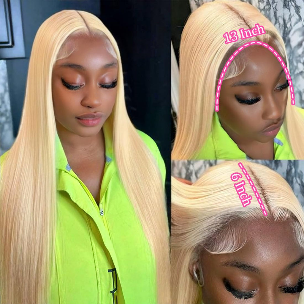LETMIEO 30 Inch 613 Lace Front Wig Human Hair Blonde 13X6 HD Transparent Lace Front Wigs Human Hair 180% Density Blonde Glueless Wigs 613 HD Straight Lace Frontal Wig Pre Plucked