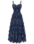 Scarlet Darkness Women's Floral Corset Wedding Guest Dress Lace Up Summer Spring Tiered Formal Maxi Dresses