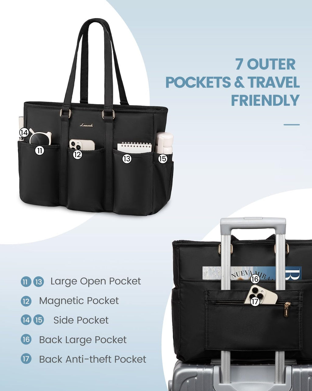 LOVEVOOK Laptop Tote Bag for Women Work, Teacher Tote Bag Nurse Bag With Large Cup Holder, Utility Professional Computer Bag For Work/Travel/College/Daily, Large Purse Handbag With Multi Pockets