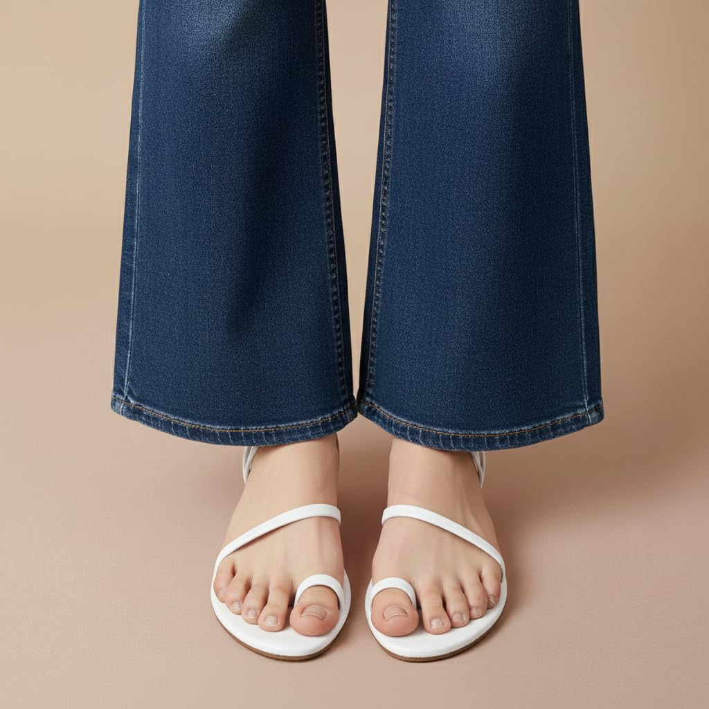 CUSHIONAIRE CHAI Flat Strappy Sandals for Women, Comfortable Dressy Summer Slip-On Sandal with Memory Foam, Ivory 7