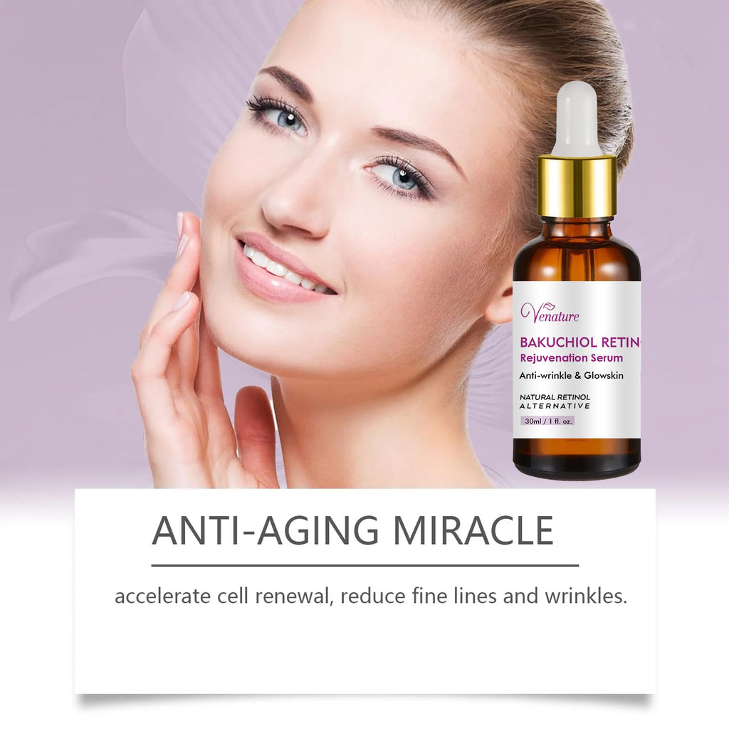 Venature Bakuchiol Retinol Rejuvenation Serum,2025 Best Retinol Serum for Wrinkles Bakuchiol Face Korean,