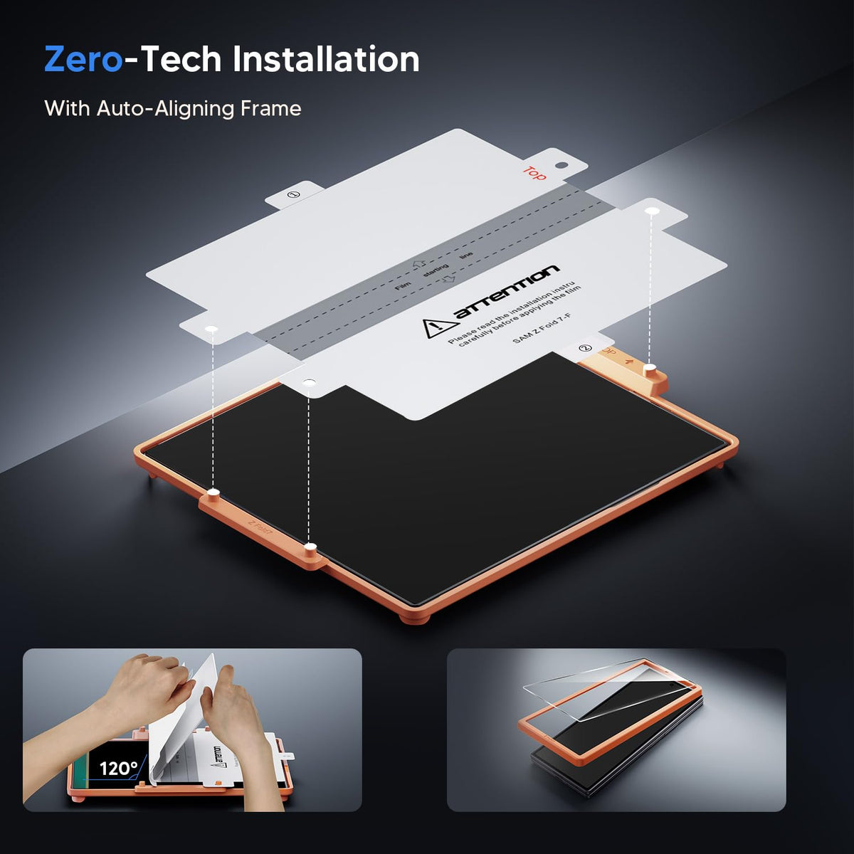 Hoerrye for Samsung Galaxy Z Fold 7 30° Privacy Screen Protector - [with Auto Align Frame Accessories] [2 Pack Inside Flexible TPU Film + 2 Pack Front Tempered Glass] No Creases,No Bubbles