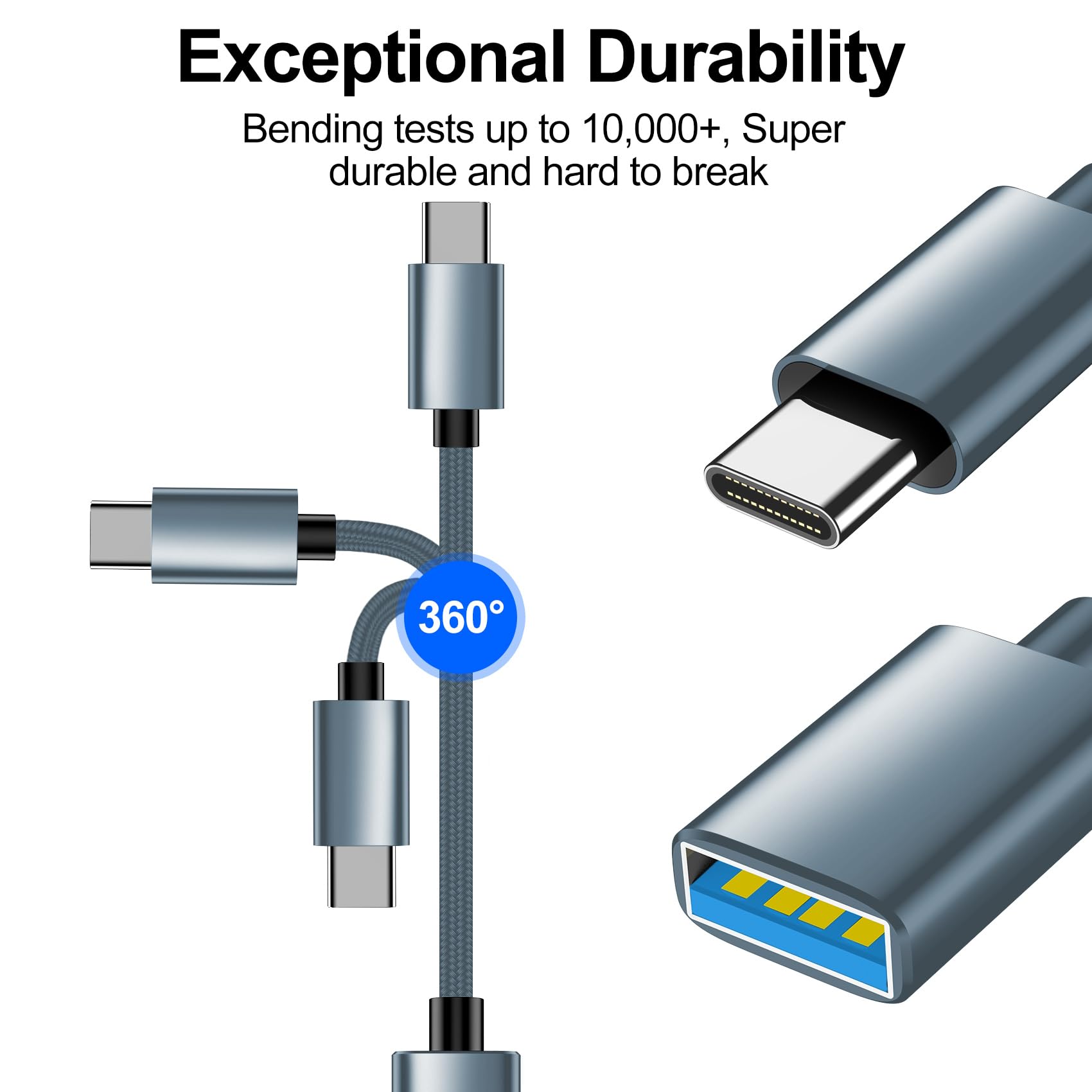 xiwxi [4 Pack【USB-C to USB-A】&【USB-A to USB-C】 OTG Cable,Type C Type A Male Female Adapter SuperSpeed Data Transfer & Fast Charging Compatible with iPhone/Samsung/iPad/iWatch/AirPods/PS/2 Cables
