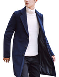 Springrain Men's Wool Blend Pea Coat Notched Collar Single Breasted Overcoat Warm Winter Trench Coat(Navy-S)