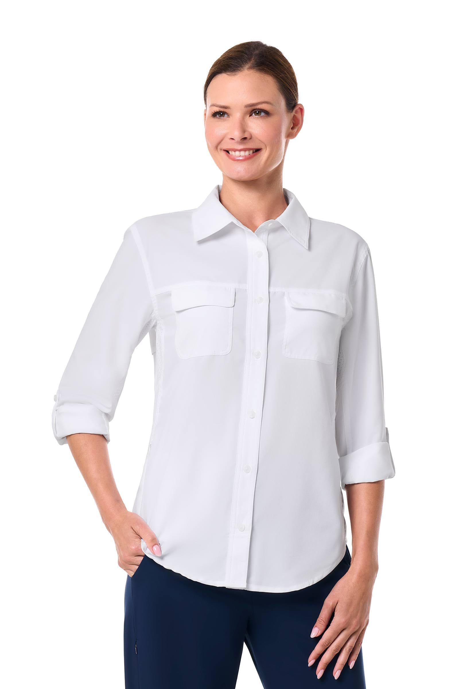 Coolibar UPF 50+ Women's Mylitta Travel Shirt - Sun Protective White