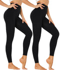 Hi Clasmix 2 Pack Leggings for Women Black S-M-High Waisted Tummy Control Soft Casual Workout Black Yoga Pants with Pockets