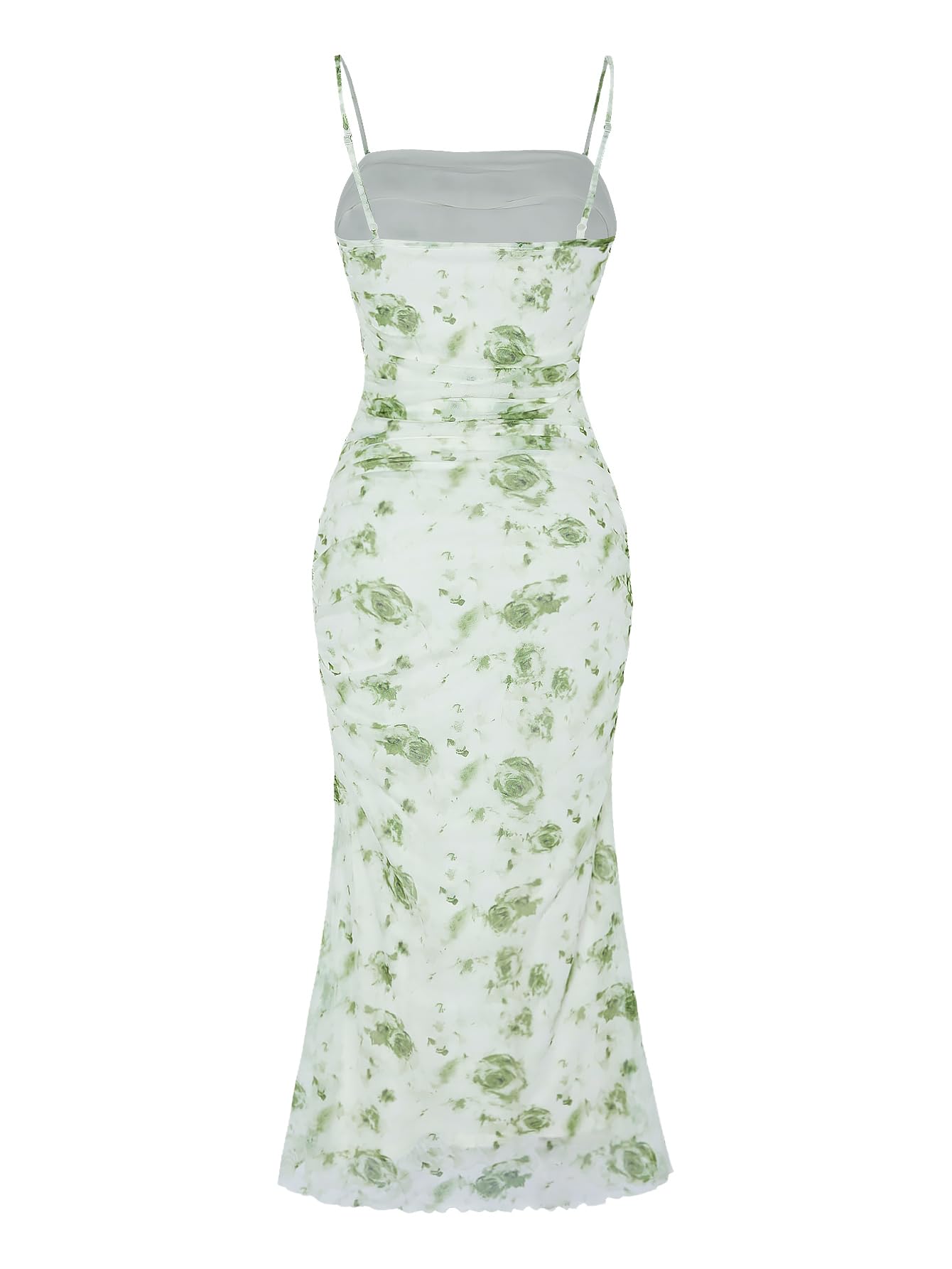 GORGLITTER Women's Floral Spring Summer Wedding Guest Dress Bridal Shower Cocktail Tea Party Beach Midi Sun Dress 2026 Green Florals Small