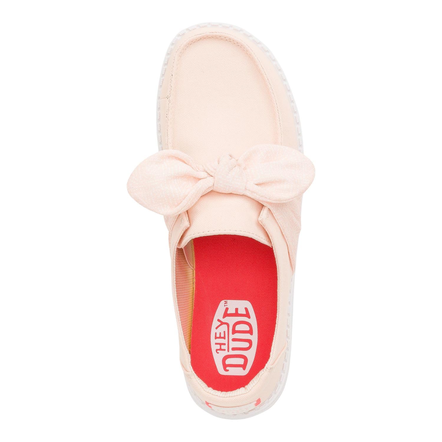 HEYDUDE Wendy Bow Essentials, Womens Shoes, Womens Slip-on Loafers, Comfortable & Light-Weight Pale Pink