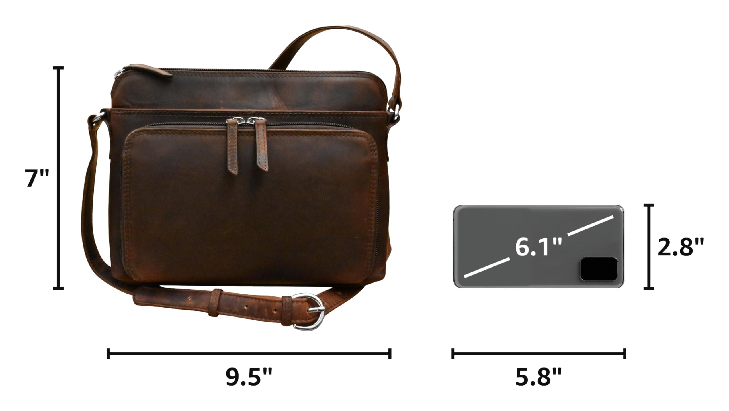 ili New York Genuine Soft Leather Crossbody Bags for Women, RFID-Blocking Shoulder Purses for Women with Built-in Wallet & Compartments, Chocolate