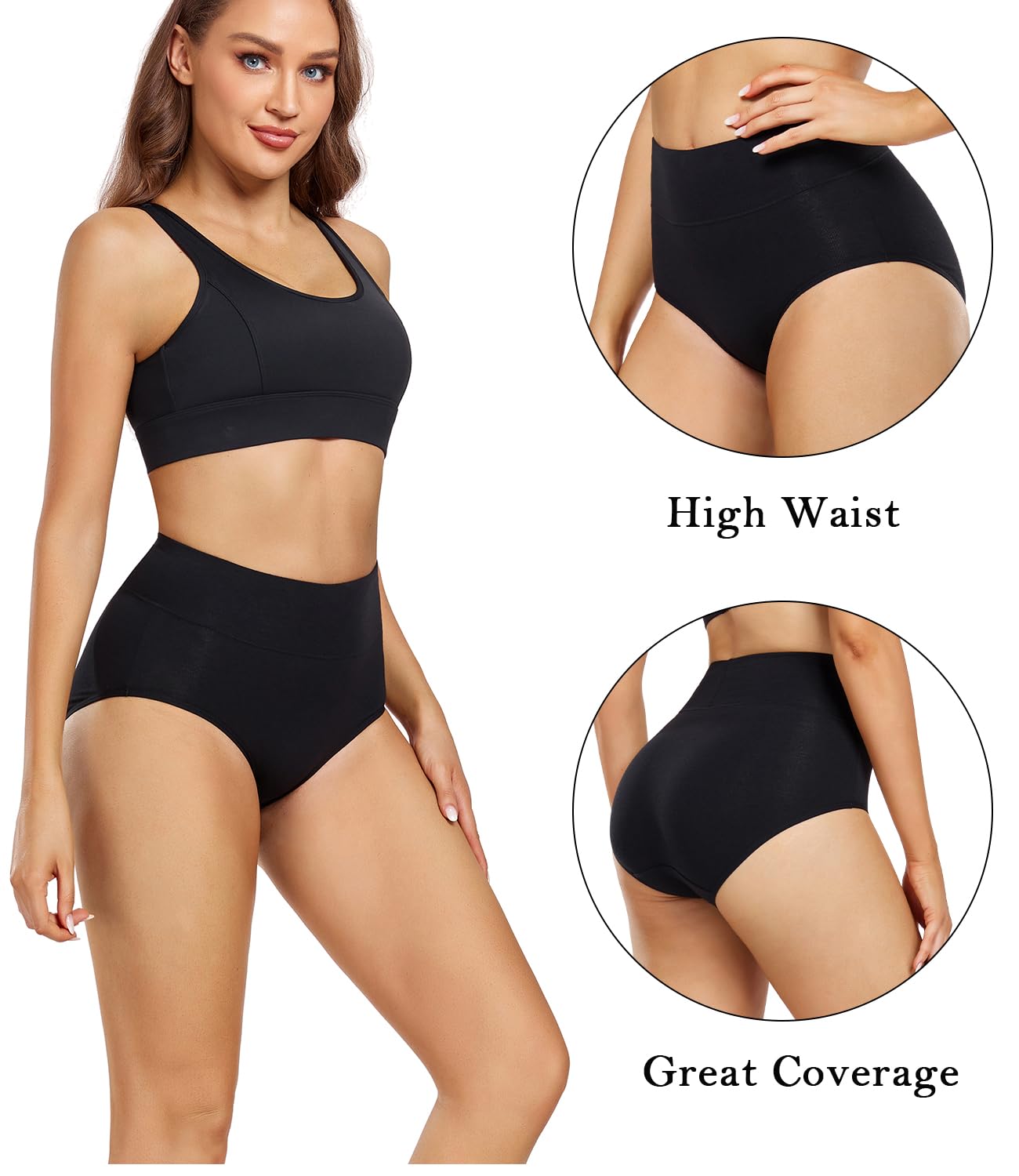 wirarpa 4 Pack Women's Cotton Postpartum Underwear High Waisted Ladies Panties Full Coverage Briefs Assorted X-Large