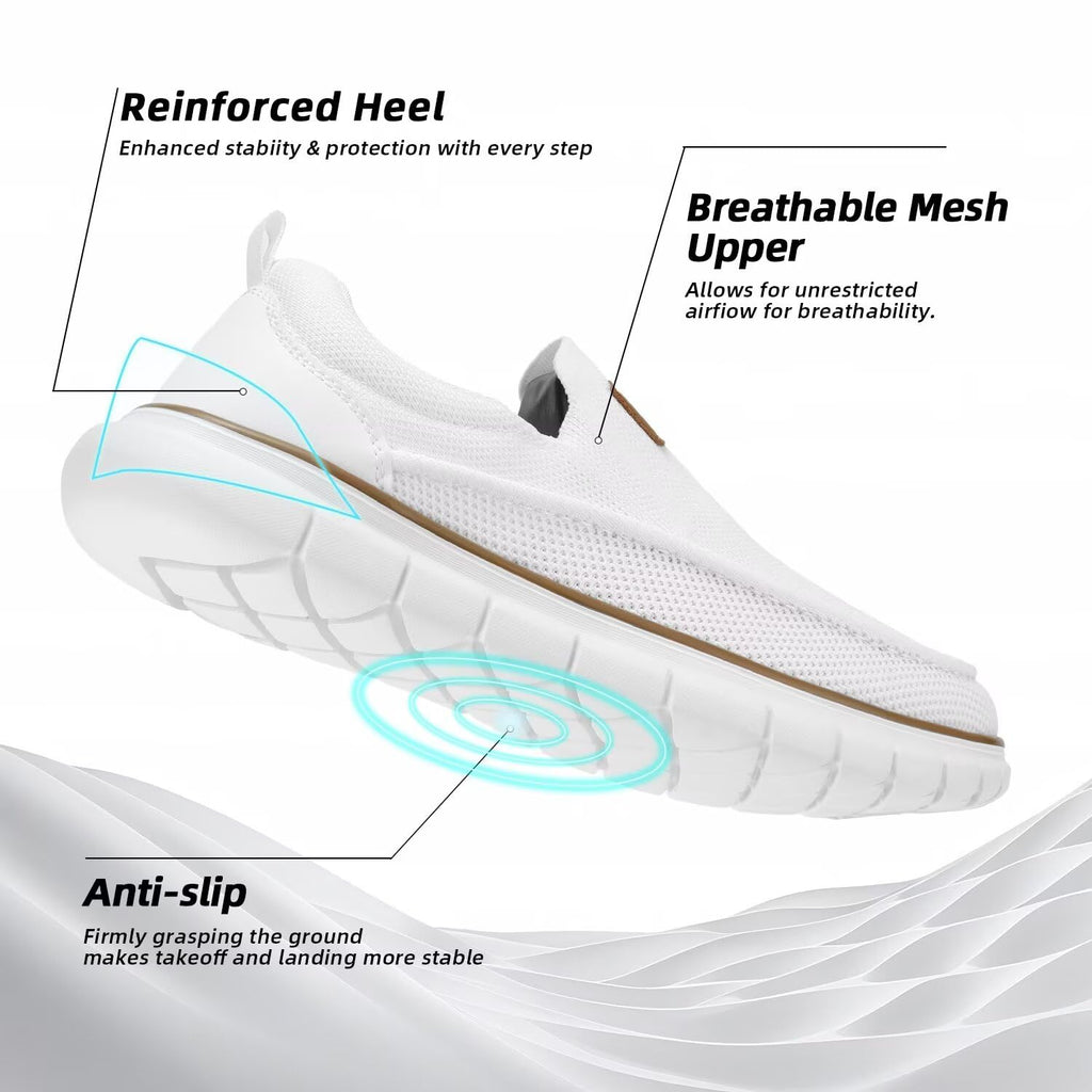 KEEZMZ Mens Walking Shoes Running Sneakers Mesh Lightweight Breathable for Runners Work Gym Tennis Shoes Casual Soft Sole White