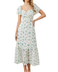 GLNEGE Women's 2026 Summer Midi Floral Boho Dresses Casual Flowy Beach Short Sleeve Dress Ruffle Hem Smocked Sundresses