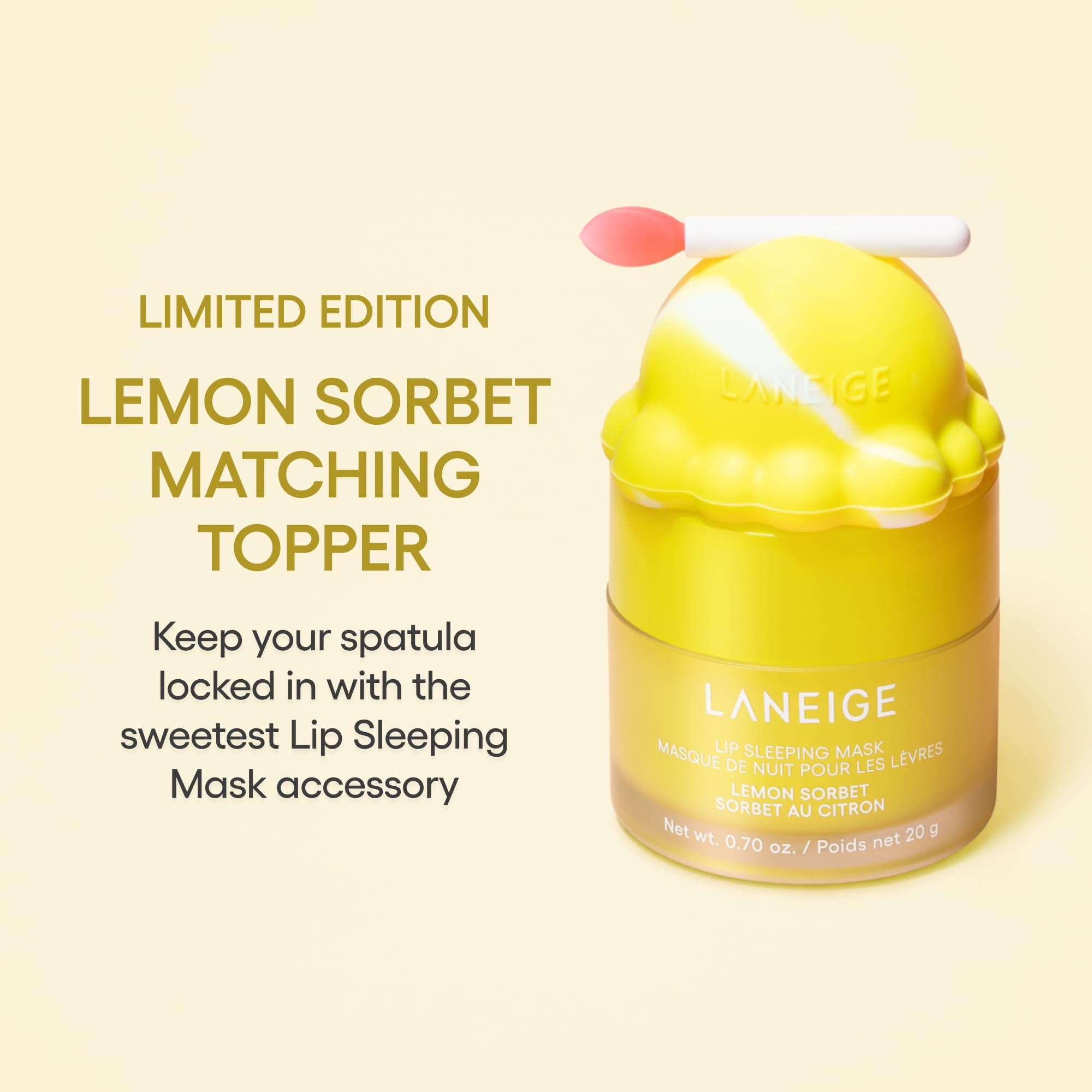 LANEIGE Lip Sleeping Mask: Hydrating & Nourishing Korean Overnight Lip Treatment Mask with Shea Butter, Vitamin C & Murumuru, For Flaky, Dry Lips | Korean Skin Care, Lemon Sorbet & Lip Topper