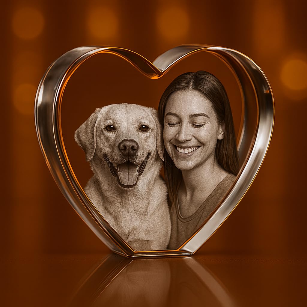 Personalized 3D Crystal Heart – Custom Photo Engraved Gift, Premium Crystal Keepsake for Anniversary, Wedding, Birthday, Couples & Loved Ones (4 * 3 * 2.5 inches)