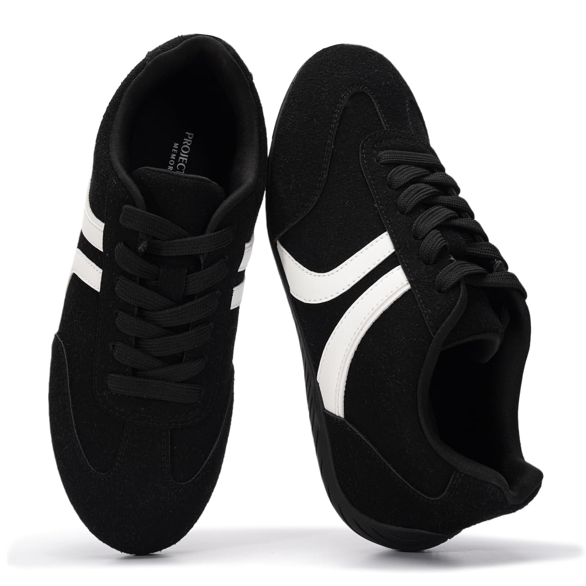 Project Cloud Barefoot Shoes Women – Memory Foam Lace-Up Womens Sneakers – Lightweight & Non Slip Womens Shoes Casual – All-Day Women's Fashion Sneakers for 2026 (Goal, BLK,7)