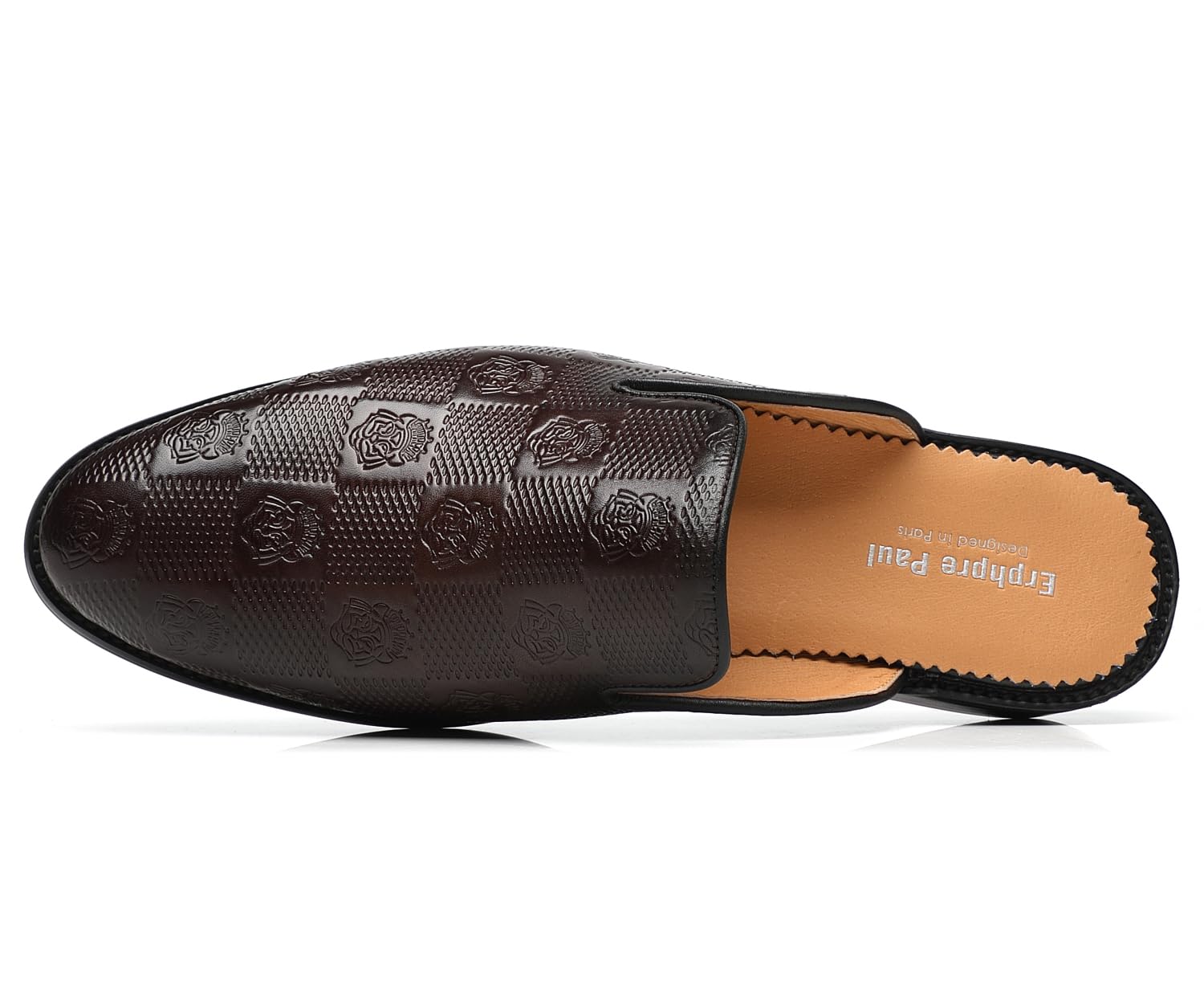Erphpre Paul Men's Loafers Backless Genuine Leather Mules Open Back Slippers Slip on Shoes Coffee US 10