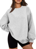 EFAN Womens Sweatshirts Hoodies Oversized Sweaters Crewneck Fleece Casual Tops Basic Comfy Fall Fashion Clothes 2025 Plus Size Maternity Workout Lounge Wear Winter Outfits Grey M