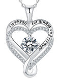 Mkhhy Diamond Birthstone Infinity Heart Necklace for Women Anniversary for Her Wife Birthday Gift Ideas I love you Jewelry for Women Girlfriend S925 Silver Necklaces for Her Mom Daughter April