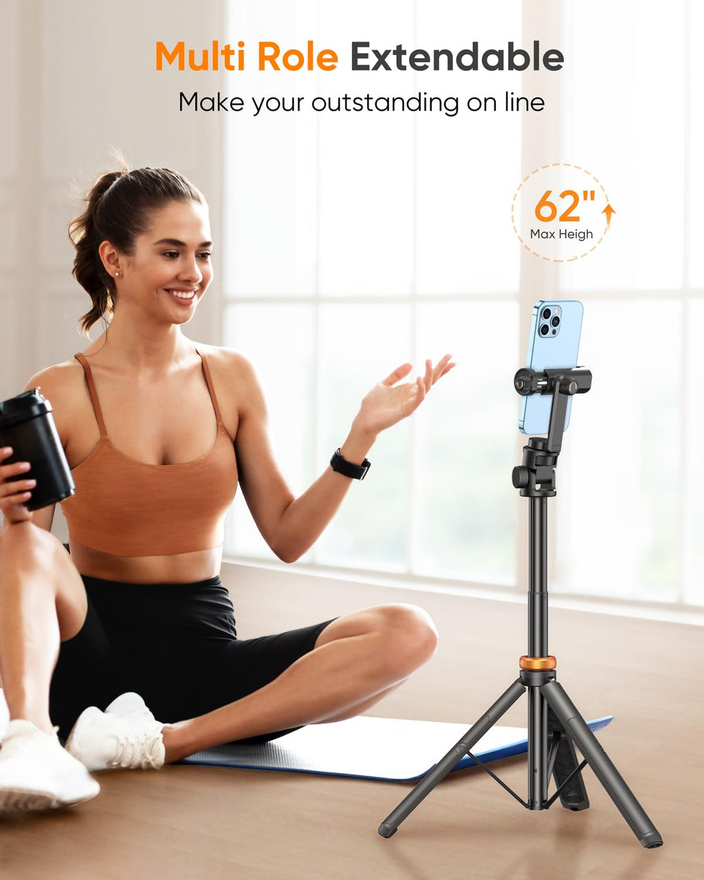 EUCOS 62" Phone Tripod, Tripod for iPhone & Selfie Stick with Remote
