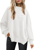 Women's Oversized Sweaters 2025 Fall Fashion Casual Outfits Crewneck Long Sleeve Batwing Pullover Tops Winter Clothes (White, L)