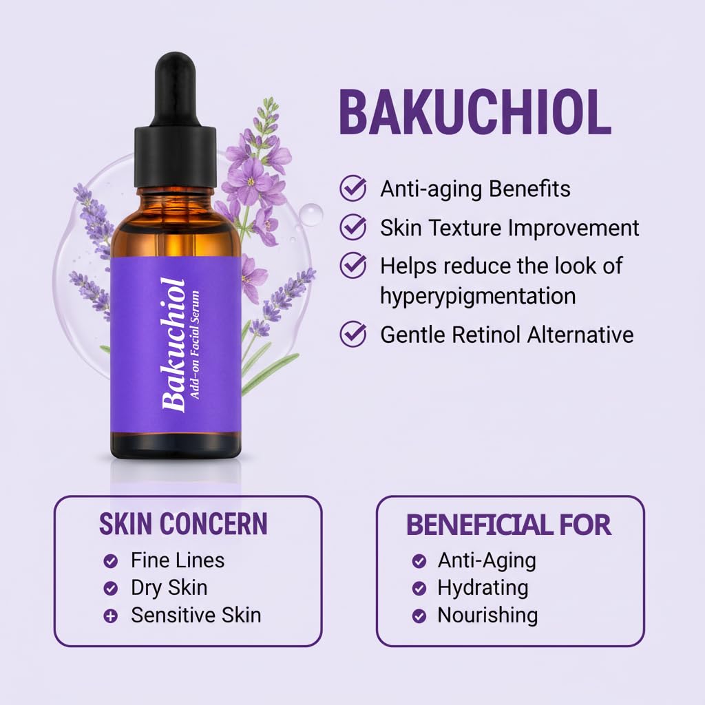 Bakuchiol Serum for Face - DIY Mix-in Concentrate - Korean Bakuchiol Plumping Serum - Customizable Retinol Alternative Add-On for Skincare Routines