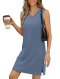 BKRIVE V-Neck Summer Casual Beach Dress for Women 2026 Vacation Women's Sleeveless Sundress with Split