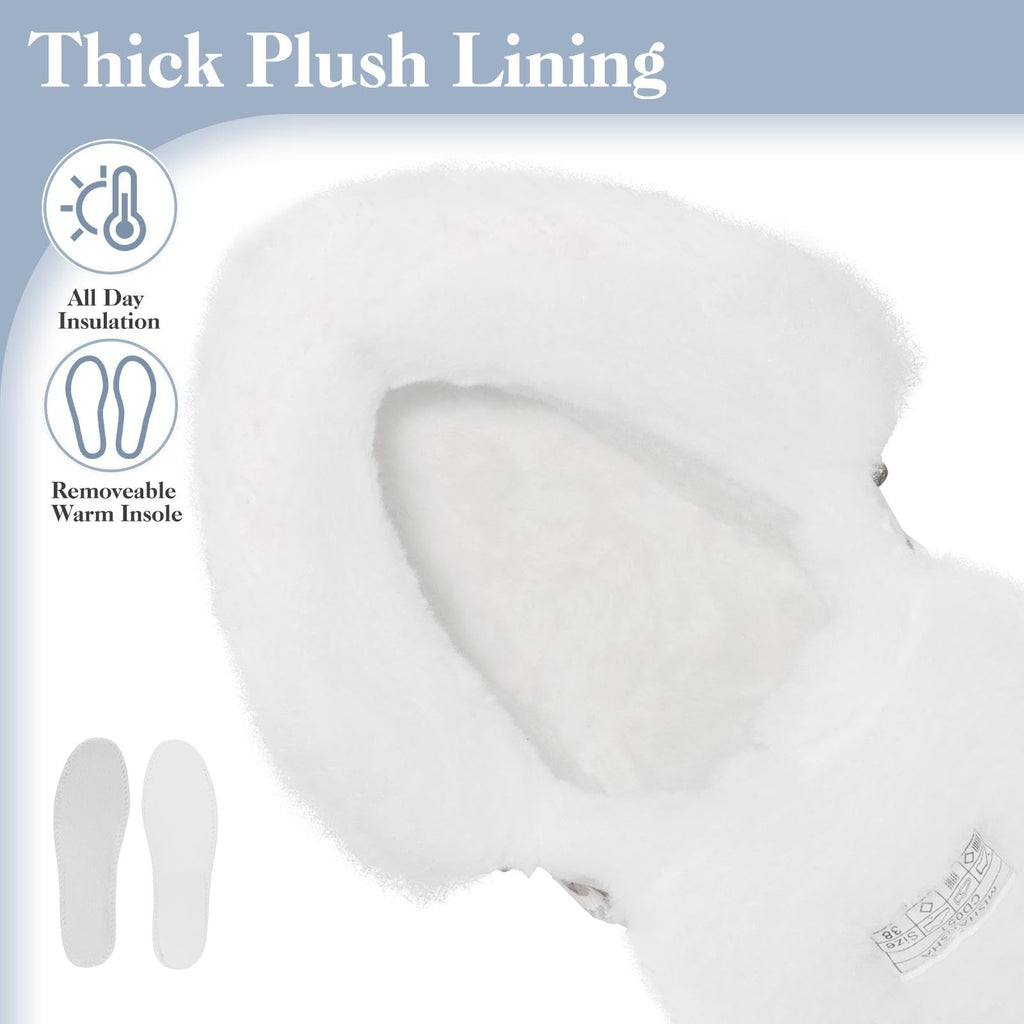 Mishansha Women's Winter Snow Boots Water-Resistant Warm Fur Lined Ankle Hiking Boot Non-Slip Outdoor Cold Weather Shoes White Size 10