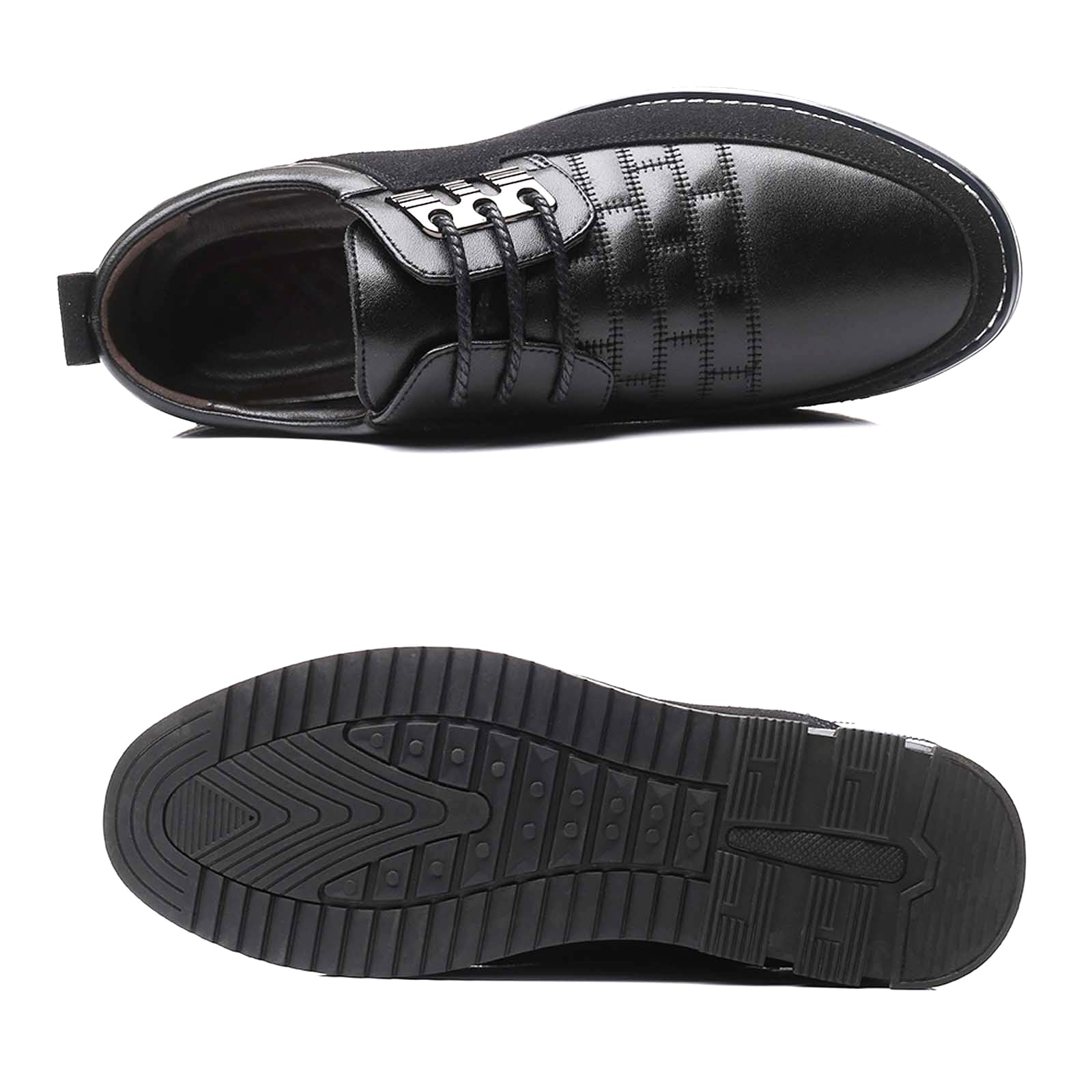 Mens Dress Shoes Black Casual Business Oxford Derby Orthopedic Leather Shoes Simple Lace-up Walk Loafers Flats for Men