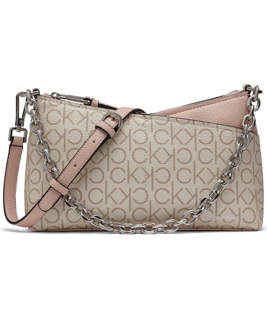 Calvin Klein Zoe Top Zip Chain Crossbody, Blossom Combo Logo, One Size