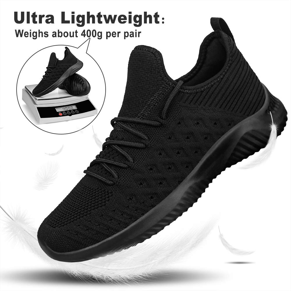 Feethit Mens Slip On Walking Shoes Lightweight Breathable Non Slip Running Shoes Comfortable Fashion Sneakers for Men Black Size 12