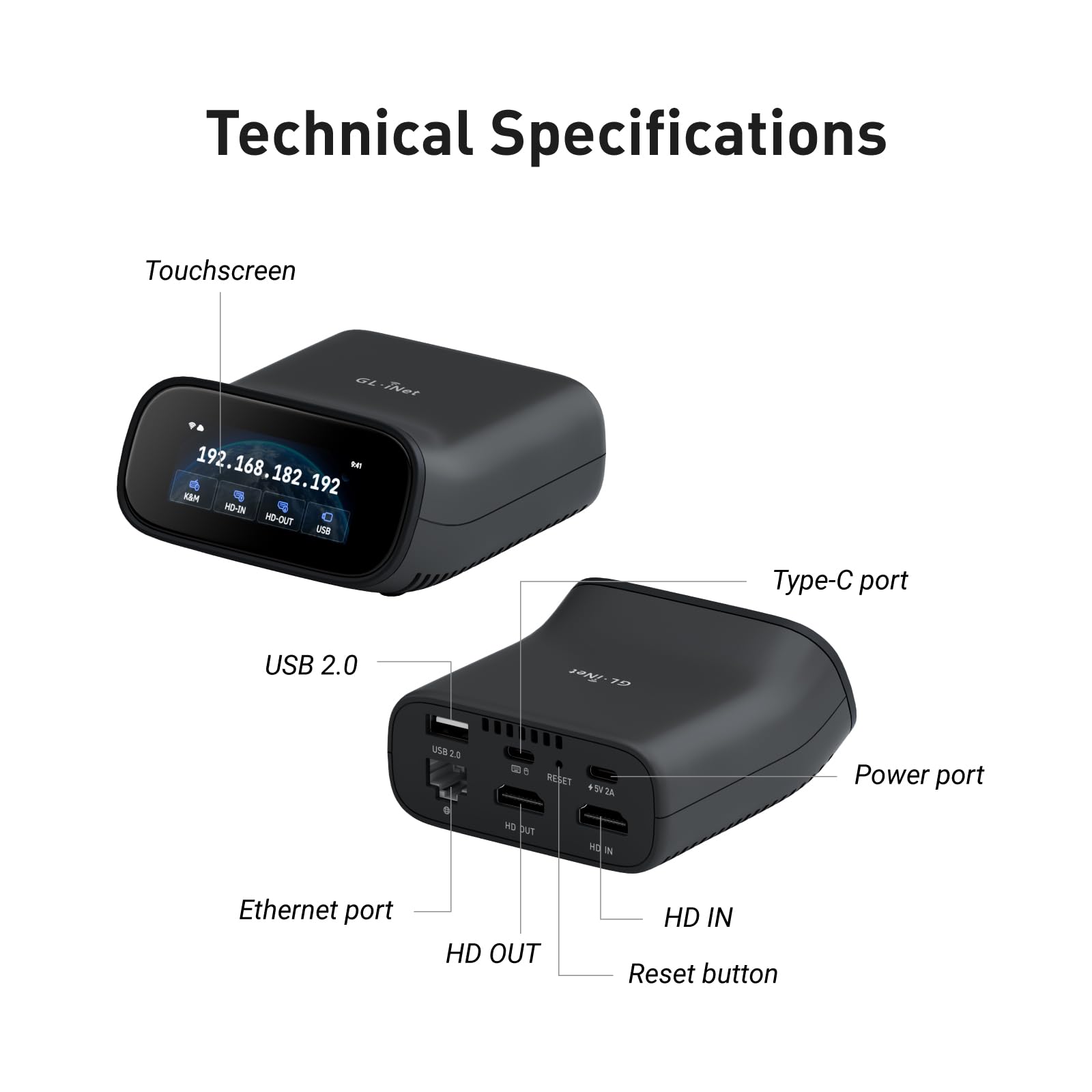 GL.iNet Comet Pro (GL-RM10) Remote KVM Over Wi-Fi, Dual Band Wi-Fi 6, 4K@30FPS Passthrough, Touchscreen, 32GB eMMC,Tailscale Support Remote Access for Disaster Recovery, Home Office, IT Professional
