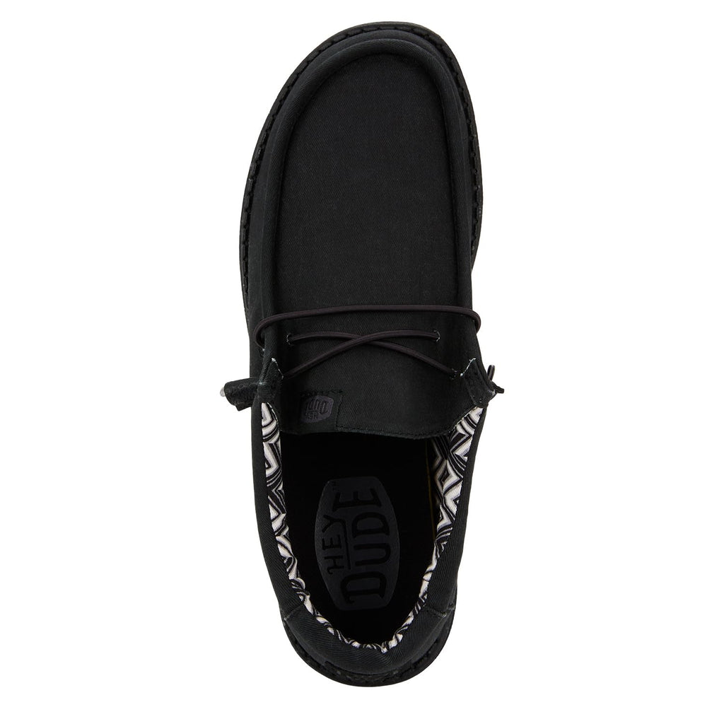 HEYDUDE Men's Wally Stretch Canvas Black/Black