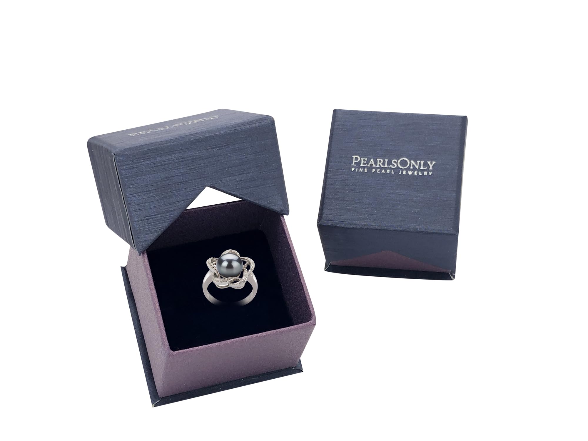 Fiona Black 9-10mm AA Quality Freshwater 925 Sterling Silver Cultured Pearl Ring For Women - Size-6